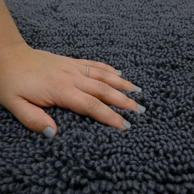 Tapis de bain antidérapant Dinuba, L 24 po x L 60 po, Gris anthracite