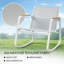 Ensemble de chaises berçantes 3 pièces Kozyard, ensemble bistro d'extérieur à bascule Textilene avec accoudoirs en bois, ensemble de conversation extérieur avec table en verre pour pelouse, porche, jardin, balcon, bord de piscine, blanc-101124301-101124302