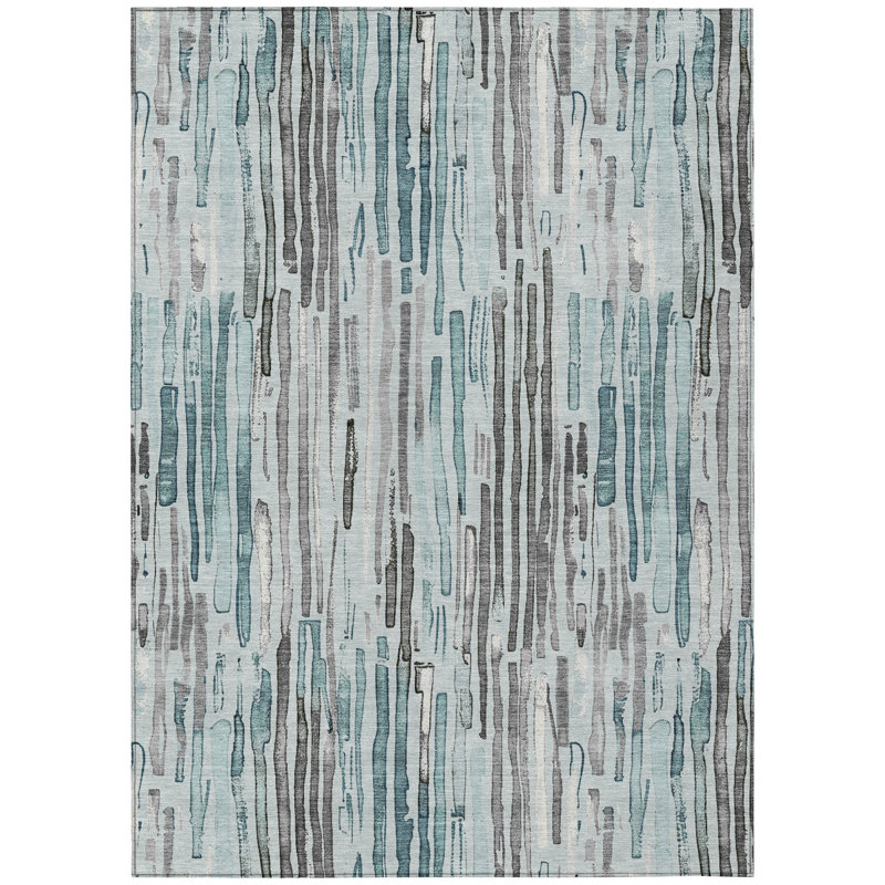 Caelira Teal Washable Indoor-Outdoor Rug - , 9' x 12'