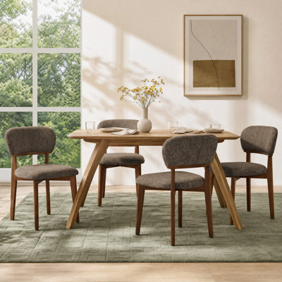 Chaise de salle à manger rembourrée en boucle de style milieu du siècle avec dossier incurvé (ensemble de 4)