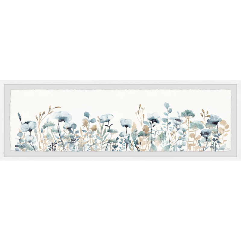 Panoramic Floral Landscape Print with White Frame