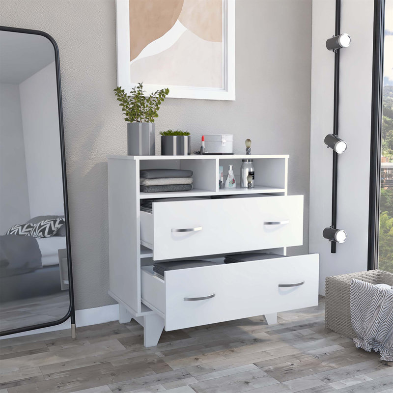 Commode double 8 tiroirs l 32 po, Blanc