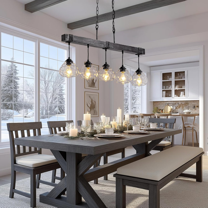 39.4" Farmhouse Chandelier Linear Kitchen Island Lighting
