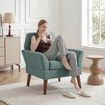 Fauteuil rembourré avec dossier touffeté de 31 po de largeur Newtin, bleu