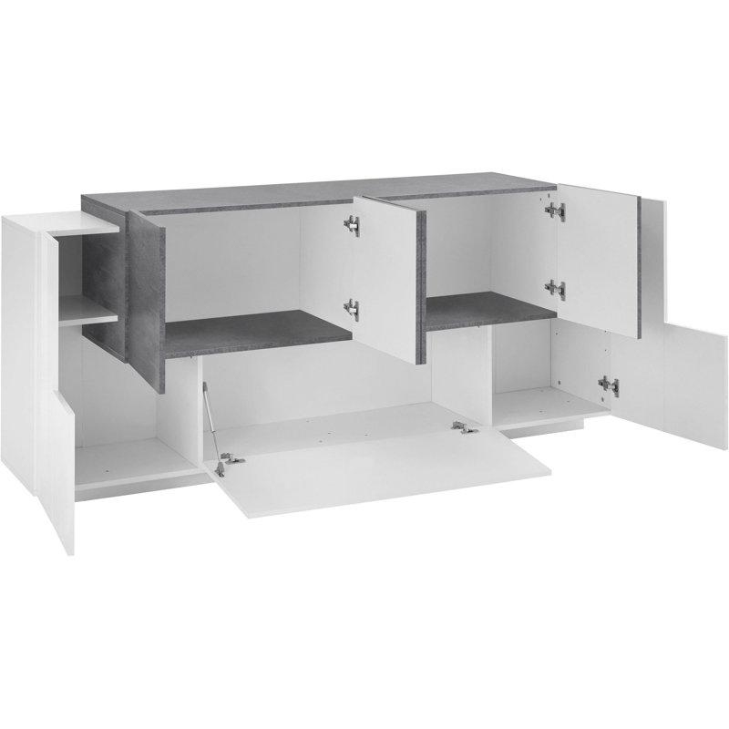 Nostrand 200 Cm Wide Sideboard, White/Report Grey