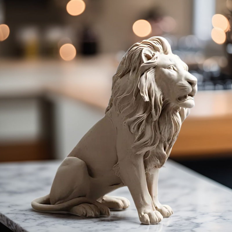 Figurine de lion en grès de 9,5 po