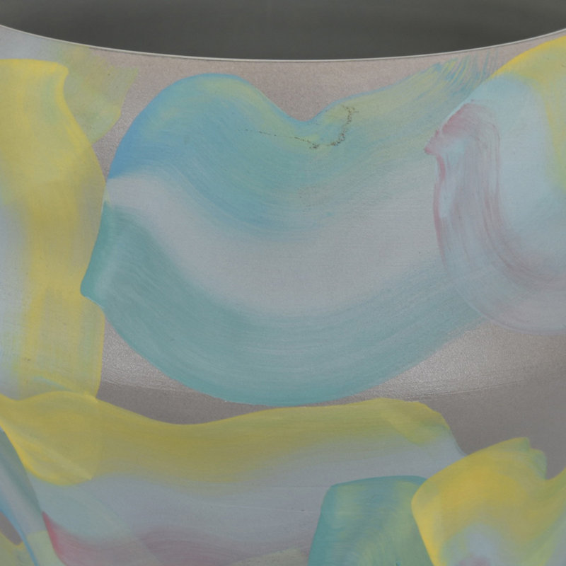 Vase décoratif en céramique, motif coups de pinceau bleu et jaune, 10 pouces