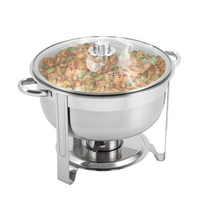 Ensemble de chauffe-plat rond en acier inoxydable 8,5 L / 2,25 gal