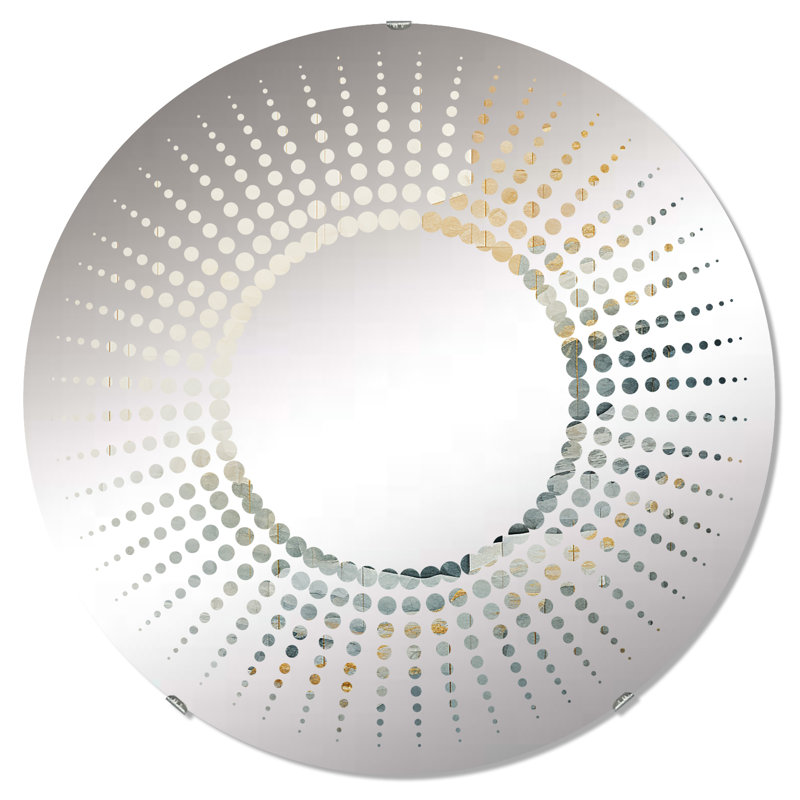 Or et gris cascade aventure scène I - Miroir décoratif Starburst | Rond, 23,6 po x 23,6 po