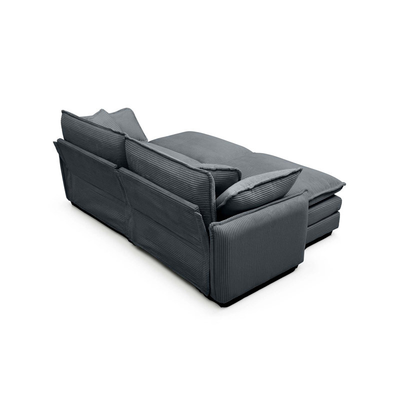 Canapé de salon gris en velours côtelé 2 places avec repose-pieds double et canapé modulaire pour petit espace
