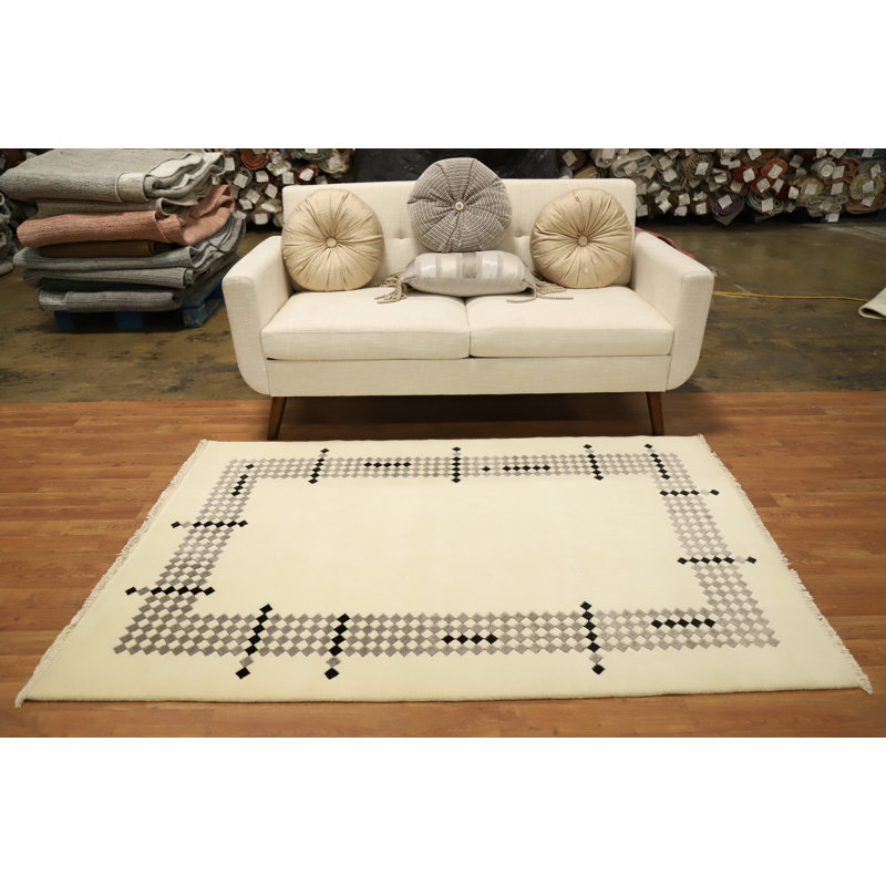 Tapis népalais géométrique moderne 4 x 6
