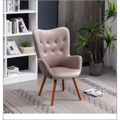 Fauteuil d'appoint contemporain en velours soyeux capitonné Doarnin, chocolat, alliant confort et élégance pour n'importe quelle pièce