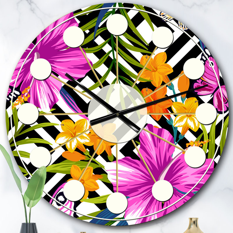 Horloge murale style tropical Mid-Century, Surdimensionné