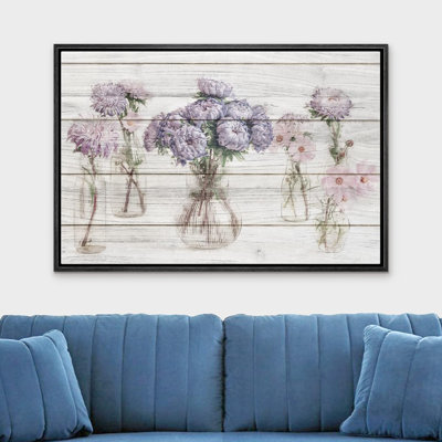 Fleurs, fleurs, effet de bois, panneau, aquarelle, fleurs mauves, illustrations, décoration florale rustique, botanique