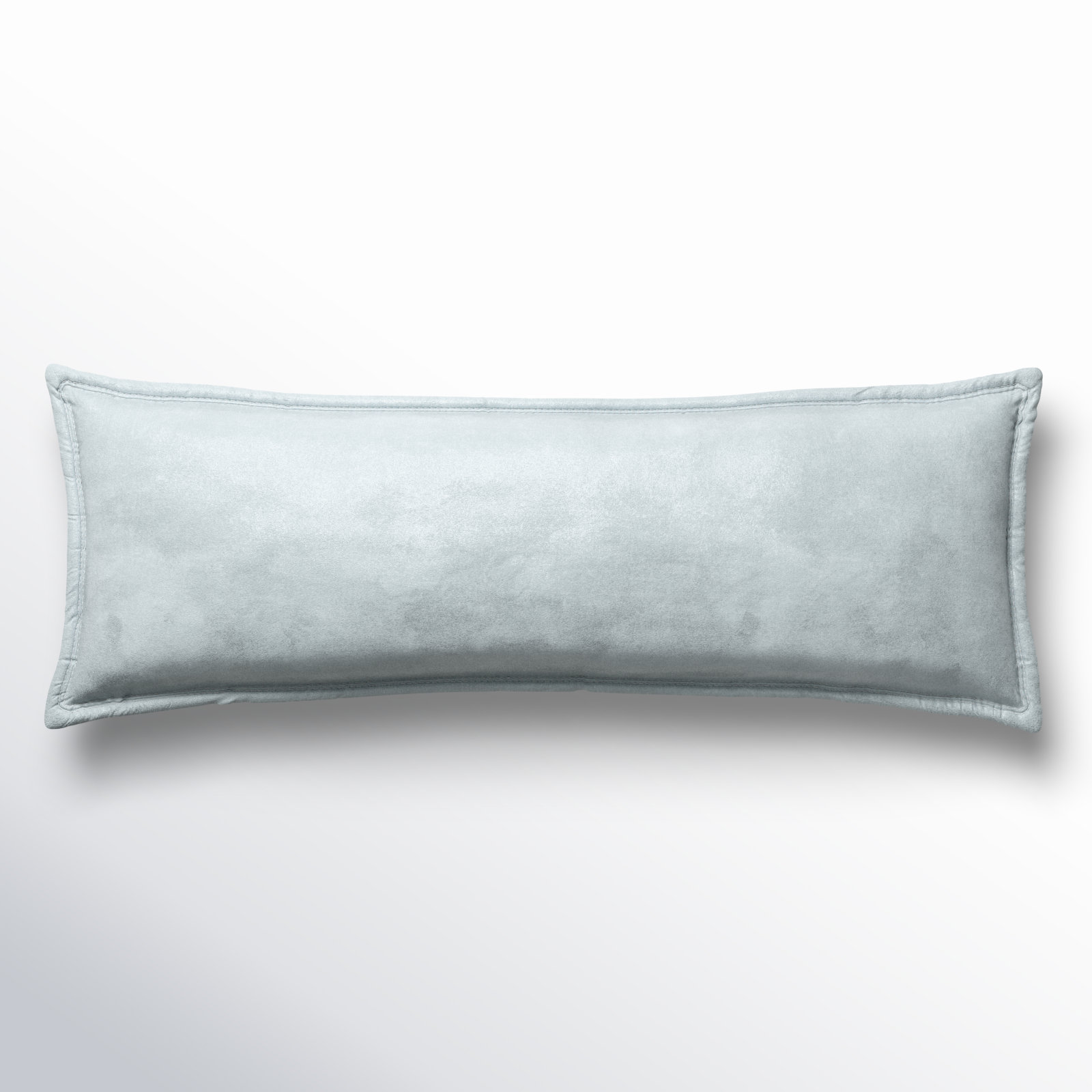 Stella Solid Faux Silk Velvet Romantic Western 14x42 inch Long Lumbar Pillow, Icy Blue