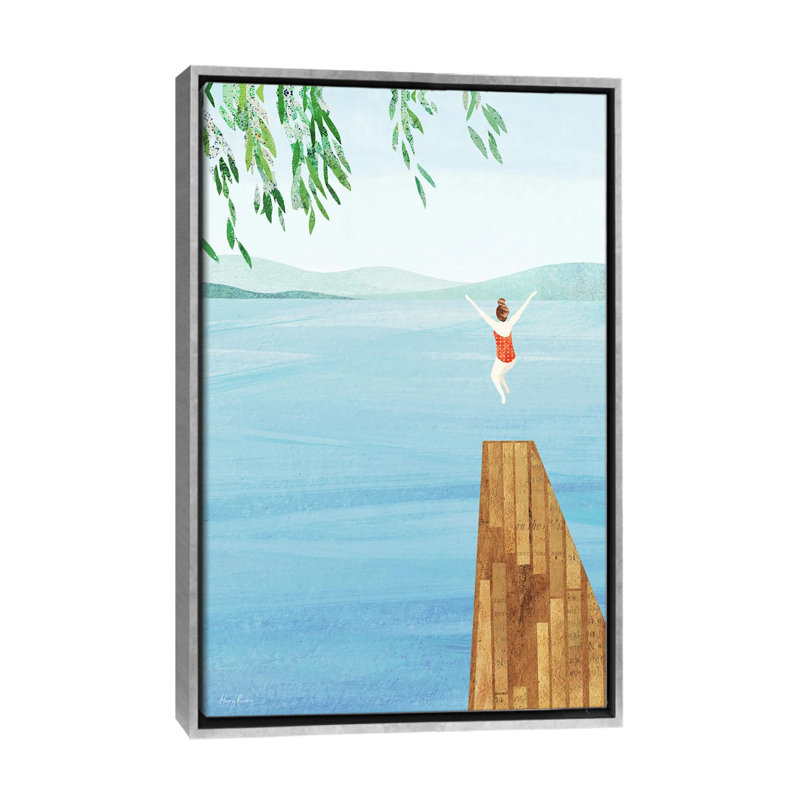 Wild Swim - reproduction d'art murale encadrée, Argent argent, H 40 po x l 26 po, Reproduction encadrée sans passe-partout