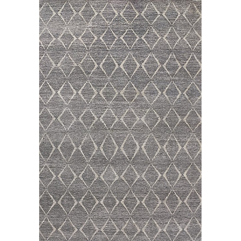 Tapis gris à motif géométrique Baylis, Rond 8 pi