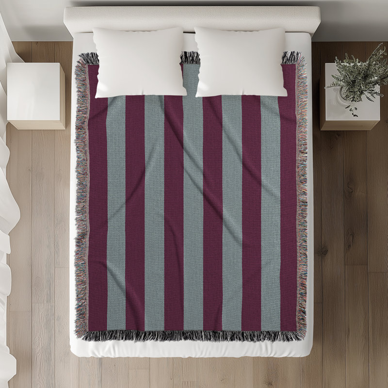 Jeté en mélange de coton Lynch, Prune estompée / bleu grisâtre, L 80 po x l 60 po