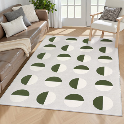 Tapis lavable en jacquard demi-cercle Modern