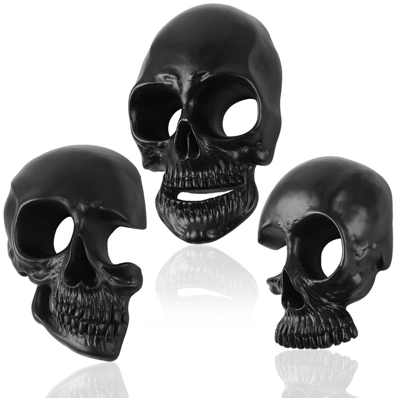 Dark Resin Skeleton Wall Mounted Gothic Sculpture Set