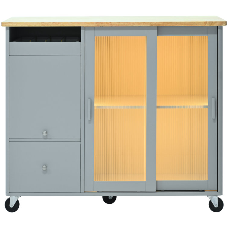 Kitchen Cart with Drop-Leaf Countertop, Kitchen Island with 1 Drawer 2 Door Latitude Run