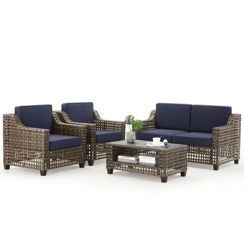 Simonides 4 Piece Sofa Seating Group with Cushions