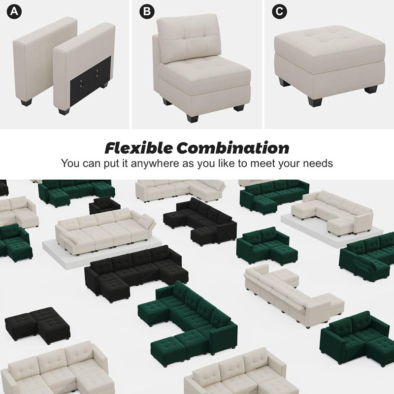 Accoudoirs de canapé modulaire Soneson Ivery, Velours beige