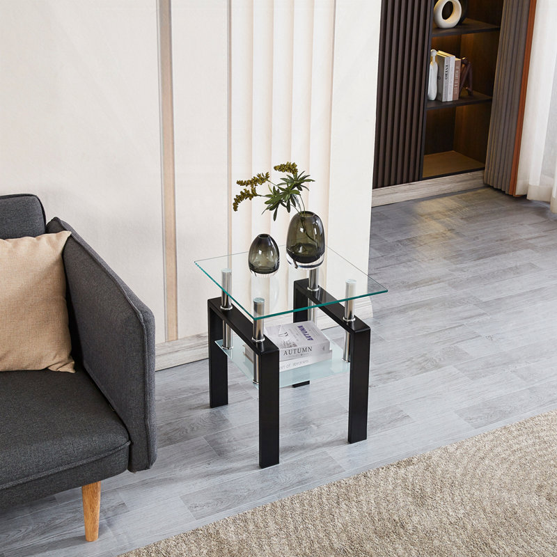 Tempered Transparent Glass End Table
