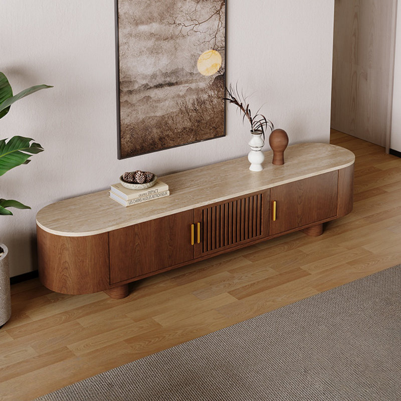 Meuble télé créatif et simple, H 19,69 po x L 78,74 po x l 15,75 po, Brun noyer