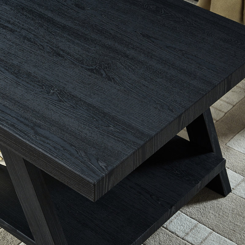 Tablette en bois noir - style contemporain avec plateau de table en placage dur robuste et rangement pratique