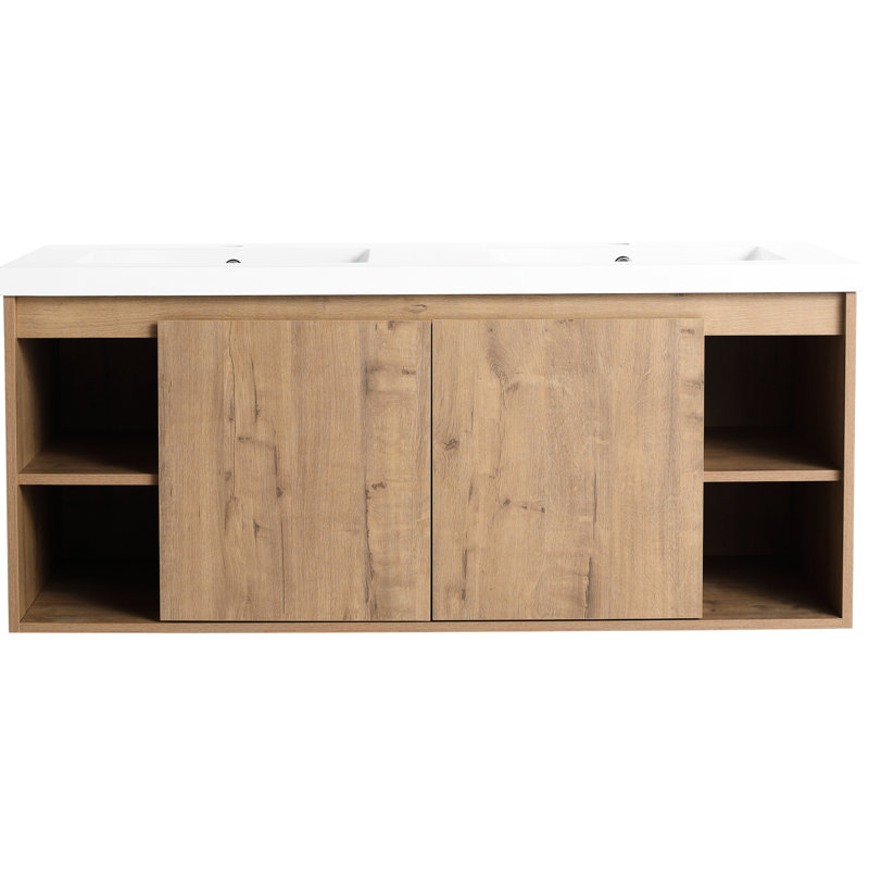 Meuble-lavabo double 48 po, mural, avec meuble-lavabo design avec lavabo, option porte