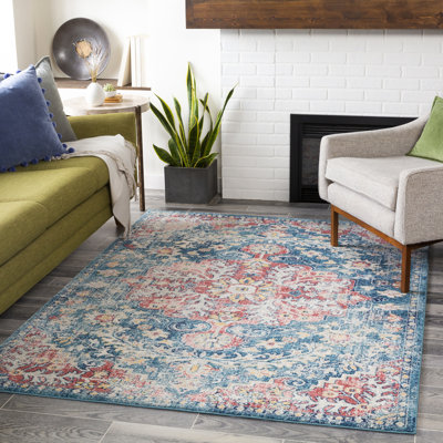 Tapis oriental bleu / rouge