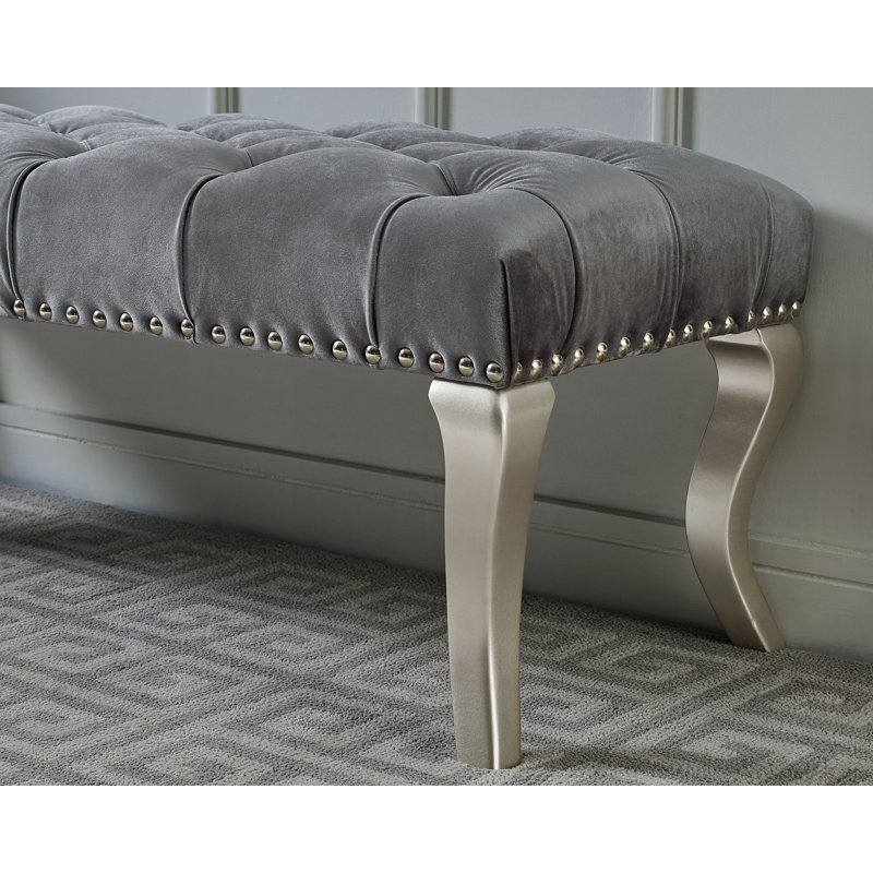 Garza Polyester Blend Upholstered Bench, Gray