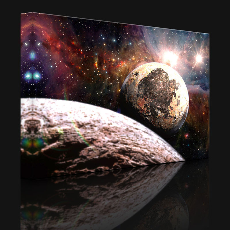 Alien Planets In Space by No - Wrapped Canvas Print, Without lighting, 70cm H x 100cm W x 4.5cm D