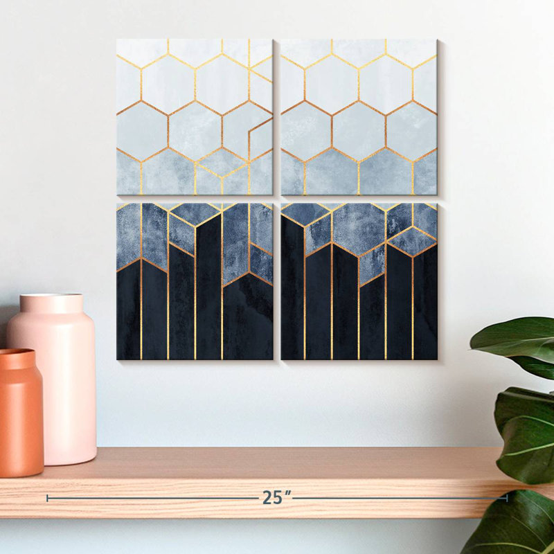 Soft Blue Hexagons, 18" H x 18" W