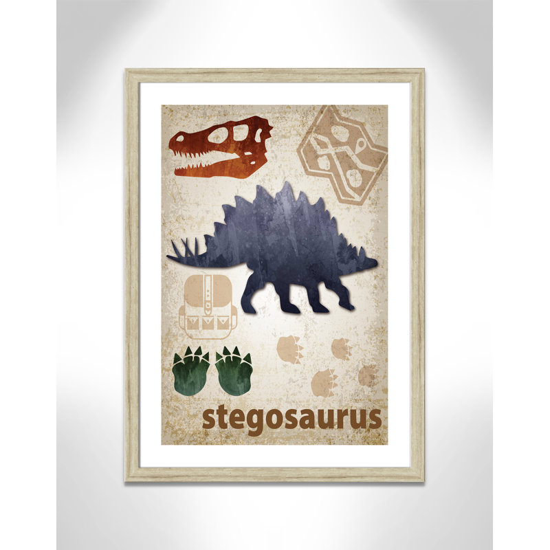 Décalcomanie murale Dinosaures-02 ', H 36,5 po x l 26,5 po x P 0,625 po, Cadre plat beige