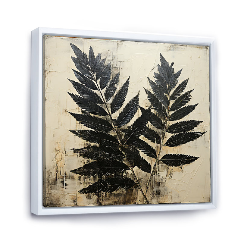" Shadowed Black Spruce Leaves I ", White Floater Framed, 24" H x 24" W x 1" D