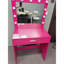 Bureau de coiffeuse avec miroir et lumières, coiffeuse avec grand tiroir, commode de rangement à 1 niveau et 3 modes d'éclairage à luminosité réglable, convient à la chambre à coucher (rose)-1800515962-1800515963