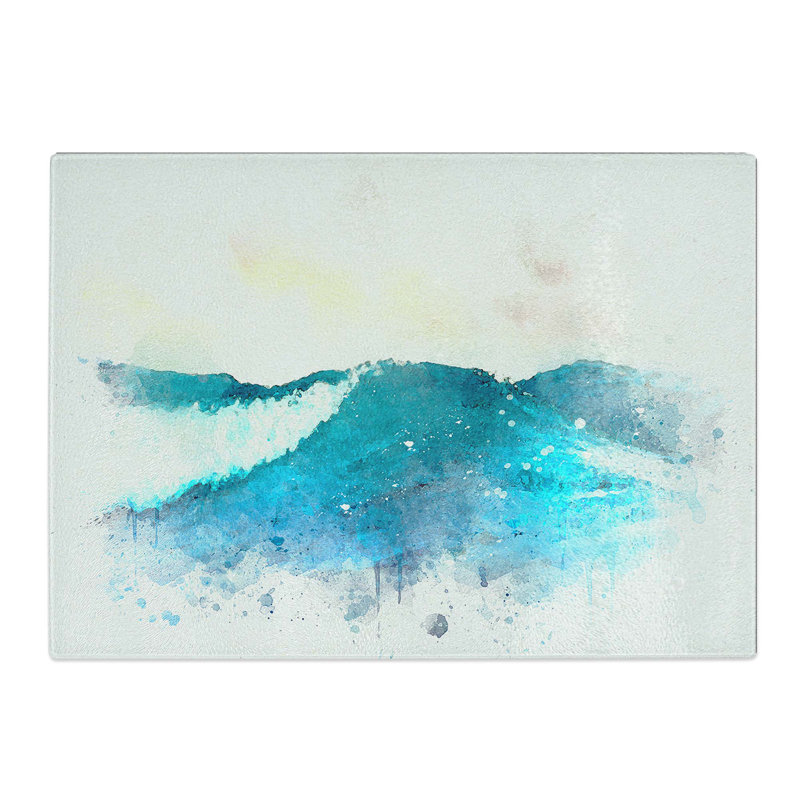 Tempered Glass Rolling Ocean Waves Chopping Board, 39 cm W x 28.5 cm L