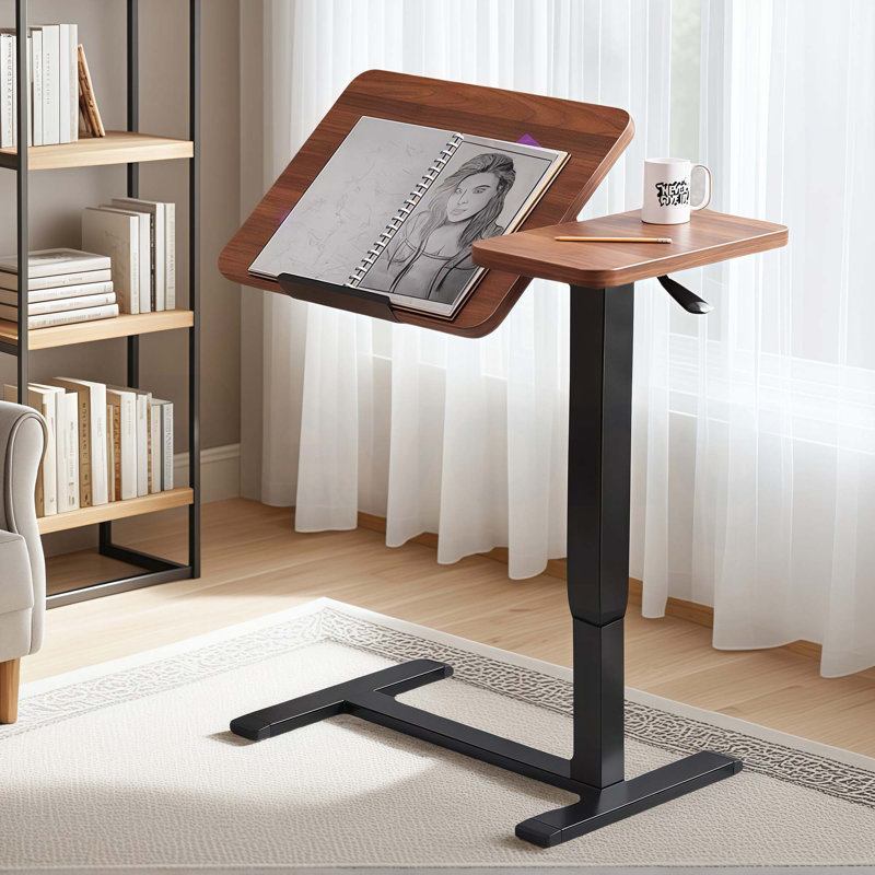 Table de chevet inclinable et mobile, Brun / Noyer