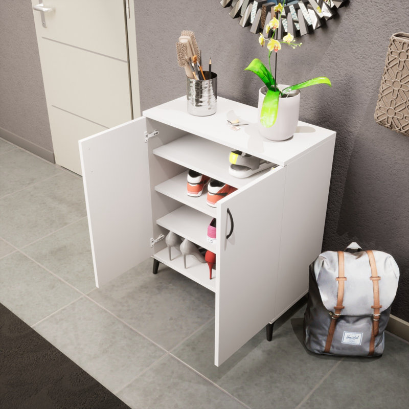 12 Pair Shoe Storage Cabinet, White
