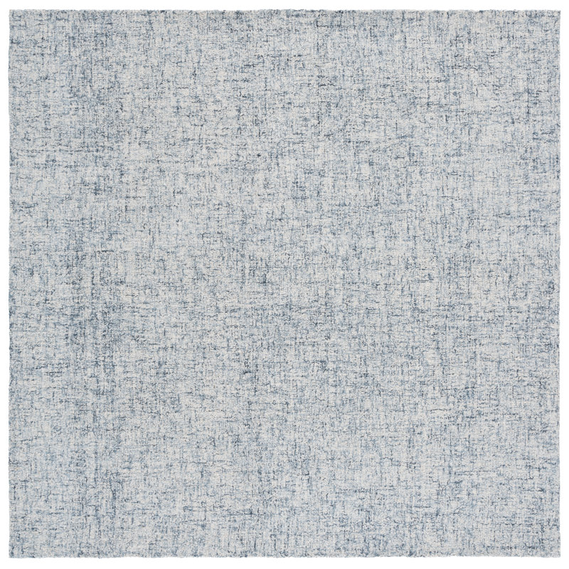 Abstract 175 Hand Tufted Wool/Cotton No Pattern Rug in Light Blue/Ivory, Square 6'