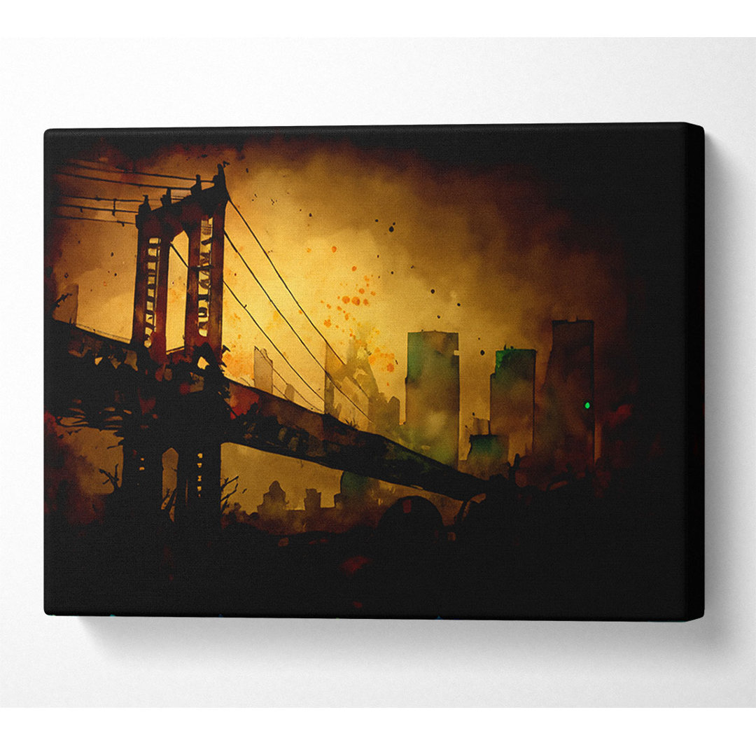 Brooklyn Bridge Retro - Kunstdrucke auf Segeltuch