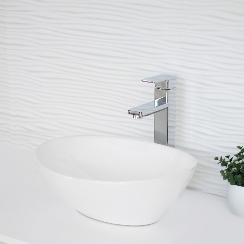 STYLISH Opulence 15-3/4"L White Oval Vessel Sink