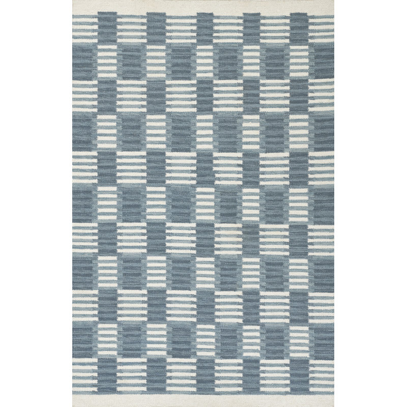 Tapis géométrique en laine et en coton tissé à la main Freya, Rectangle 9 pi x 12 pi