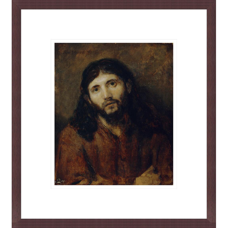 «Head of Christ» par Rembrandt van Rijn - Estampe numérique encadrée, H 15,35 po x l 13,75 po