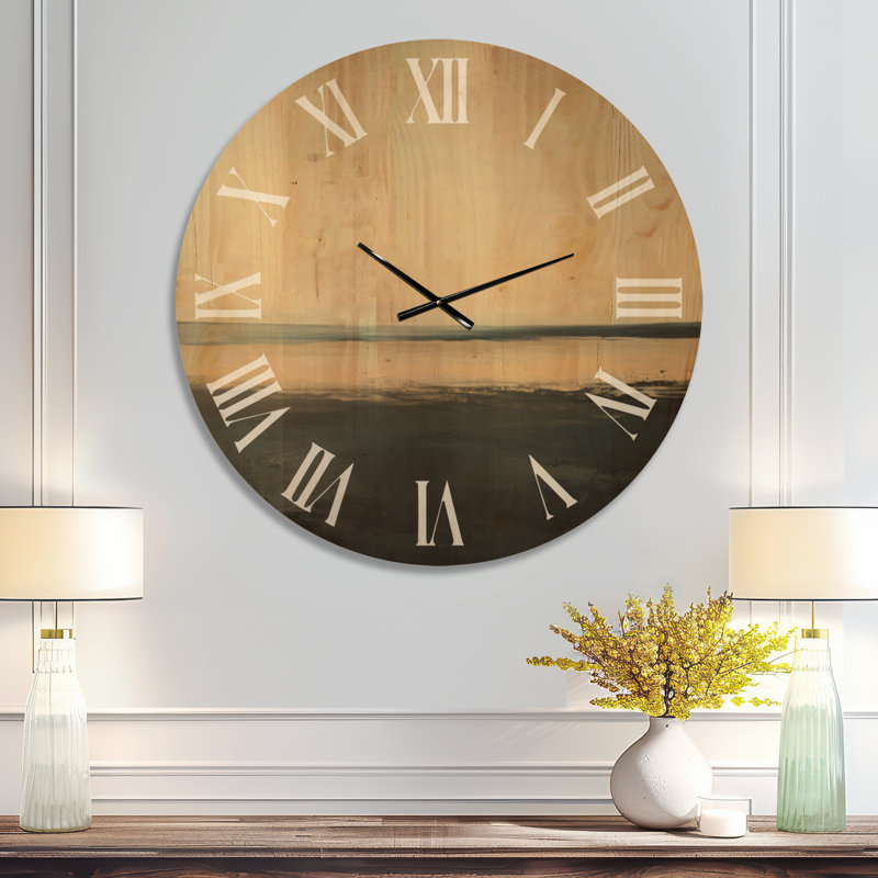 Silent Shoreline Drift II - Horloge murale ronde en bois de couleur crème, Extra Large