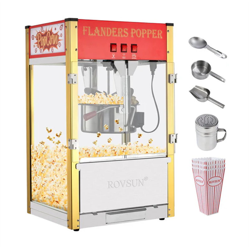 Comptoir de machine à maïs soufflé 1600W 120V 16oz, Jaune, 12 onces