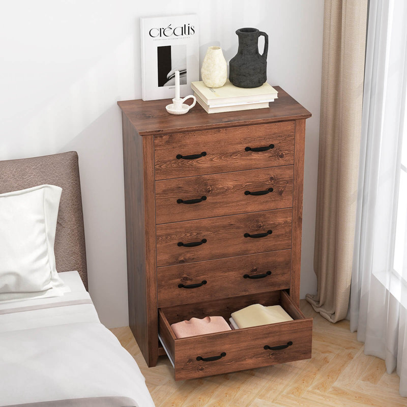 Airlee 31'' W 5 - Drawer Dresser, Dark Brown
