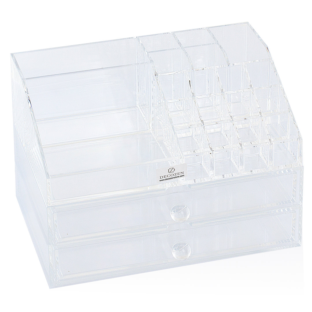Clear Acrylic Makeup Organizer with Drawers for Makeup Vanity Storage Jewelry and Cosmetic Organizer Decozen